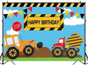 img 2 attached to 🏗️ 7x5FT Construction Theme Photography Backdrop Funnytree for Boy Birthday Party Banner Decoration Digger Trucks Background Photo Booth Photocall