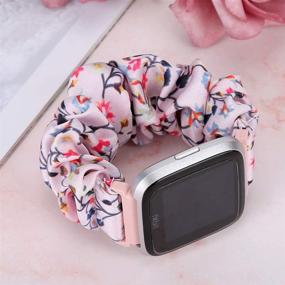 img 1 attached to 👘 AordKing 3 ПАКЕТа Паттерн Распечатанныe Scrunchie Полоски для Fitbit Versa: Эластичные тянущиеся тканевые ремешки на замену браслета на запястье.