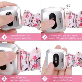 img 2 attached to 👘 AordKing 3 ПАКЕТа Паттерн Распечатанныe Scrunchie Полоски для Fitbit Versa: Эластичные тянущиеся тканевые ремешки на замену браслета на запястье.