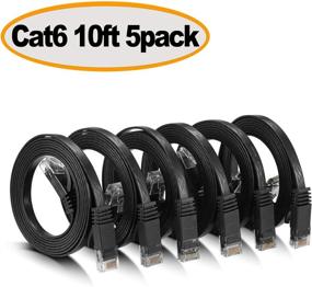 img 4 attached to Cat 6 Ethernet Cable - Flat Internet Network Cable - Cat6 Ethernet Patch Cable Short - Cat 6 Computer LAN Cable With Snagless RJ45 Connectors (10Ft-5Pack-Black)