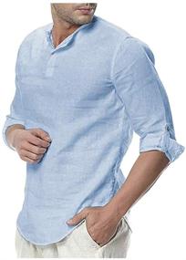 img 4 attached to THWEI Henley Sleeve Casual T-Shirt for Men's Clothing