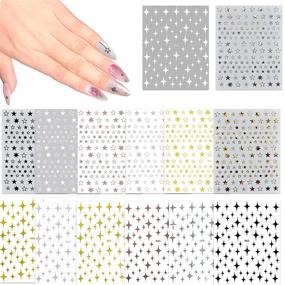 img 4 attached to Sparkle Up Your Nails with 14 Large Sheets of 3D Self Adhesive Star Nail Stickers - Perfect Nail Decor for Women, Girls, and Kids