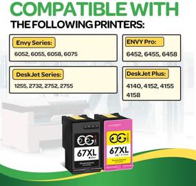 img 2 attached to Remanufactured CG Chinger 67XL Ink Cartridge Replacement for HP DeskJet 2755 2752 Envy 6052 6055 DeskJet Plus 4140 4155 4158 All-in-One Wireless Printer, Black/Color Combo Pack