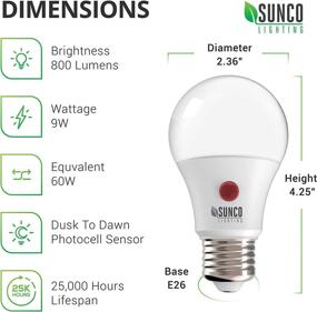 img 2 attached to 🌞 Sunco Lighting 2 Pack A19 LED Bulb with Dusk-to-Dawn, 9W=60W, 800 Lumens, 4000K Cool White, Auto On/Off Photocell Sensor - UL Certified