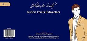 img 2 attached to Johnson &amp; Smith Button Pants Extenders - Pack of 5 Colors, Cotton Material, Adjustable Waistband Extensions for Pants