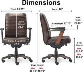 img 2 attached to La-Z-Boy Emerson Modern Executive Office Chair: Wood Inlay, Ergonomic Lumbar Support, Bonded Leather in Brown