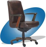 la-z-boy emerson modern executive office chair: wood inlay, ergonomic lumbar support, bonded leather in brown logo