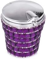 🚬 kiwilife car ashtray: stylish diamond bling cigarette ashtray with blue led light & smokeless design (dark purple) logo