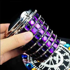 img 1 attached to 🚬 Kiwilife Car Ashtray: Stylish Diamond Bling Cigarette Ashtray with Blue LED Light & Smokeless Design (Dark Purple)