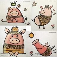 🐷 set of 4 mixed cute pigs swedish dishcloths - eco friendly sponge cloth and paper towel replacements logo