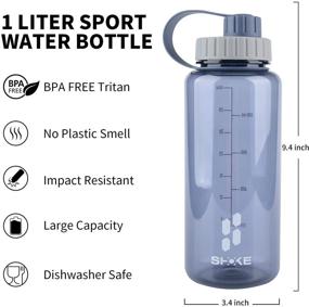 img 1 attached to SHOKE 1L Water Bottle, 32oz BPA Free Tritan Wide Mouth Large Sports Water Bottles 💧 with Handle, Leakproof Gym Space Cup For Fitness Yoga Workouts Hiking with Sponge Bottle Brush - Non-Toxic