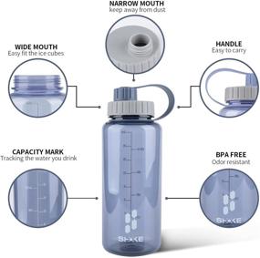 img 3 attached to SHOKE 1L Water Bottle, 32oz BPA Free Tritan Wide Mouth Large Sports Water Bottles 💧 with Handle, Leakproof Gym Space Cup For Fitness Yoga Workouts Hiking with Sponge Bottle Brush - Non-Toxic