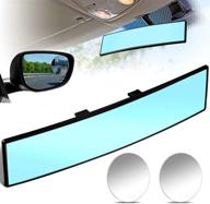 🚘 300mm wide car convex mirror with rear view mirror and blind spot mirrors - blue clear round convex rear view mirrors for cars and vehicles logo