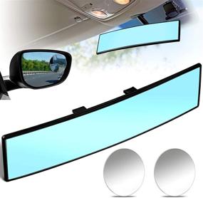 img 4 attached to 🚘 300mm Wide Car Convex Mirror with Rear View Mirror and Blind Spot Mirrors - Blue Clear Round Convex Rear View Mirrors for Cars and Vehicles