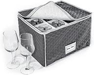 🍷 quilted gray stemware storage case - 16&#34; x 13&#34; x 10&#34;h - 4&#34; x 4&#34; inside compartment - ideal storage case for wine glasses, beer mugs, and more логотип