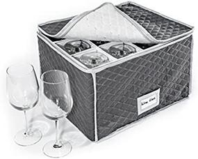 img 4 attached to 🍷 Quilted Gray Stemware Storage Case - 16&#34; x 13&#34; x 10&#34;H - 4&#34; x 4&#34; Inside Compartment - Ideal Storage Case for Wine Glasses, Beer Mugs, and More