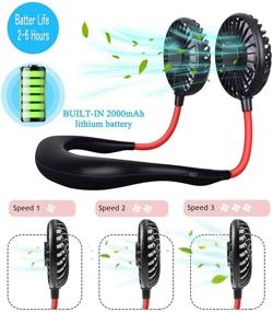 img 3 attached to Stay Cool and Hands-Free with our USB Rechargeable Outdoor Personal Fan - 360 🌬️ Degree Rotation, 3 Adjustable Speeds, Headphone Design Neckband Cooler - Perfect for Travel, Sports, Office, Camping