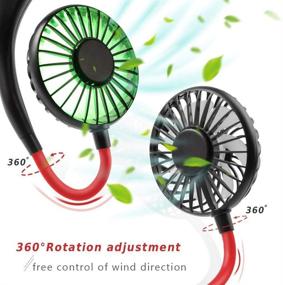 img 2 attached to Stay Cool and Hands-Free with our USB Rechargeable Outdoor Personal Fan - 360 🌬️ Degree Rotation, 3 Adjustable Speeds, Headphone Design Neckband Cooler - Perfect for Travel, Sports, Office, Camping