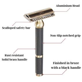 img 3 attached to 🪒 Premium Double Edge Safety Razor for Effortless and Safe Men's Shaving - Solid Brass Handle DE Razor with Single Blade, Compatible with Double Edge Razor Blades - Ideal Men's Shaving Gift