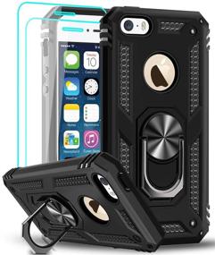 img 4 attached to 📱 LeYi iPhone SE Case 2016 (NOT for 2020), iPhone 5S/5 Armor Cover with 360° Rotating Kickstand & Holder, Full-Body Phone Case (Black)