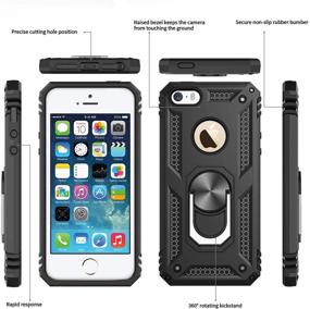 img 2 attached to 📱 LeYi iPhone SE Case 2016 (NOT for 2020), iPhone 5S/5 Armor Cover with 360° Rotating Kickstand & Holder, Full-Body Phone Case (Black)