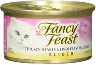 24 pack of fancy feast sliced chicken hearts and liver feast in gravy cat food, 3 oz cans logo