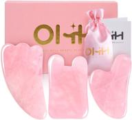 🌹 gua sha facial tools set, ohh rose quartz gua sha scraping massage tool for spa acupuncture therapy trigger point treatment, facial skincare face massager, pack of 3 logo