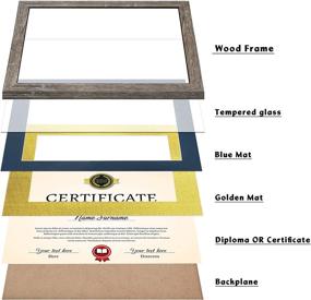 img 3 attached to Rustic Grey Diploma Frame: Tempered Glass, Navy, Black, White, Golden Mats - Graduation Picture Frame Set 11x14 for Certificate or Degree