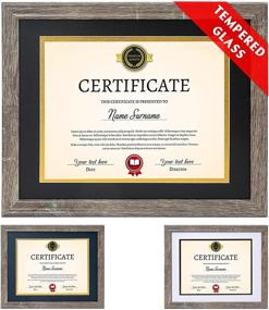 img 4 attached to Rustic Grey Diploma Frame: Tempered Glass, Navy, Black, White, Golden Mats - Graduation Picture Frame Set 11x14 for Certificate or Degree