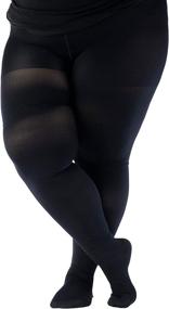 img 4 attached to Plus Size Opaque Compression Pantyhose for Women – High Waist Tights, 20-30mmHg Firm Graduated Support - Absolute Circulation Support - Black, 4X-Large