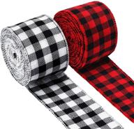 christmas buffalo plaid ribbon bundle - 2 rolls 🎄 of wired edge ribbons for holiday gift wrapping, crafts, and decorations logo