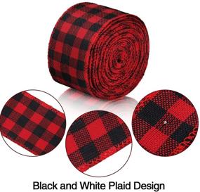 img 3 attached to Christmas Buffalo Plaid Ribbon Bundle - 2 Rolls 🎄 of Wired Edge Ribbons for Holiday Gift Wrapping, Crafts, and Decorations