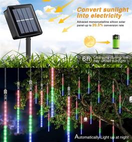 img 2 attached to Solar Meteor Shower Rain Lights Outdoor: 30cm 8 Tubes 144 LED 🌈 Multicolor Meteor Lights - Perfect Tree Holiday Porch Yard Patio Roof Party Christmas Decoration