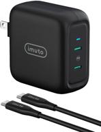 🔌 высокоскоростное зарядное устройство usb c: imuto 90w 2-портовое зарядное устройство usb c для ноутбуков с технологией gan pd 3.0 для macbook pro, ipad, iphone, galaxy, dell xps и многих других устройств! логотип