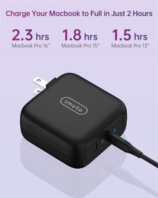 img 1 attached to 🔌 Высокоскоростное зарядное устройство USB C: imuto 90W 2-портовое зарядное устройство USB C для ноутбуков с технологией GaN PD 3.0 для MacBook Pro, iPad, iPhone, Galaxy, Dell XPS и многих других устройств!