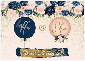 img 4 attached to 🎉 Funnytree Navy and Blush Gender Reveal Party Backdrop He or She Pregnancy Reveal Balloon Floral Banner Decoration Supplies Favors Photography Background Photobooth Prop - 7x5FT