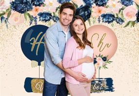 img 3 attached to 🎉 Funnytree Navy and Blush Gender Reveal Party Backdrop He or She Pregnancy Reveal Balloon Floral Banner Decoration Supplies Favors Photography Background Photobooth Prop - 7x5FT