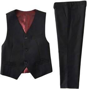 img 4 attached to NaineLa Kids Tuxedo Black Suit - Dress Pants and Vest Formal Outfit for Boys Size 12