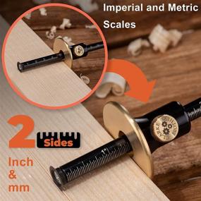 img 1 attached to 🛠️ Precision Woodworking Marking Gauge Kit - Clarke Brothers Wheel Marking Scriber with 2 Replacement Cutters - Graduated Inch & MM Scale - Solid Metal Bar Scribe Tool for Carpenter