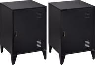 🛏️ set of 2 modern black metal nightstands - ironmix end side tables with cabinet door for bedroom living room logo