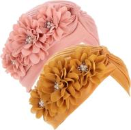 🌸 qianmome women's elegant sequin flower turban: stylish muslim beanie headwrap for chemo cap logo