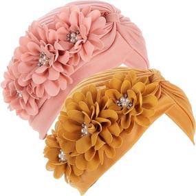 img 4 attached to 🌸 Qianmome Women's Elegant Sequin Flower Turban: Stylish Muslim Beanie Headwrap for Chemo Cap