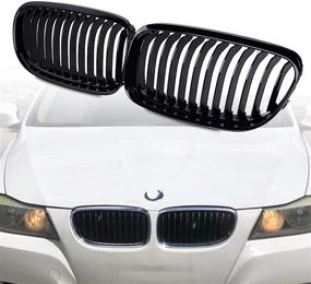 img 4 attached to 🔘 Glossy Black Left Right Front Kidney Grille Grill for BMW 2009-2011 E90 316i 318i 320i 323i 325i 328i 330i 335i by Runmade