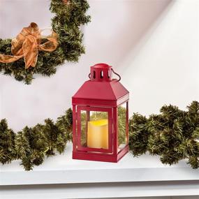 img 4 attached to 🔥 9-Inch Red Outdoor Lantern with Flameless Candle - Waterproof Decorative Lantern for Indoor or Outdoor Use - Perfect Christmas Decoration or Farmhouse Patio Decor - Batteries Included