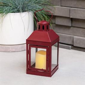 img 3 attached to 🔥 9-Inch Red Outdoor Lantern with Flameless Candle - Waterproof Decorative Lantern for Indoor or Outdoor Use - Perfect Christmas Decoration or Farmhouse Patio Decor - Batteries Included