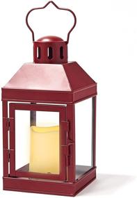 img 2 attached to 🔥 9-Inch Red Outdoor Lantern with Flameless Candle - Waterproof Decorative Lantern for Indoor or Outdoor Use - Perfect Christmas Decoration or Farmhouse Patio Decor - Batteries Included