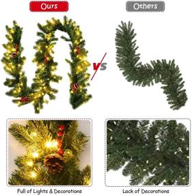 img 3 attached to 🎄 Goplus 9FT Pre-lit Christmas Garland with 100 LED Lights, Timer, Pinecones, and Red Berries – Perfect for Holiday, Wedding, and Party Decorations