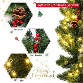 img 1 attached to 🎄 Goplus 9FT Pre-lit Christmas Garland with 100 LED Lights, Timer, Pinecones, and Red Berries – Perfect for Holiday, Wedding, and Party Decorations