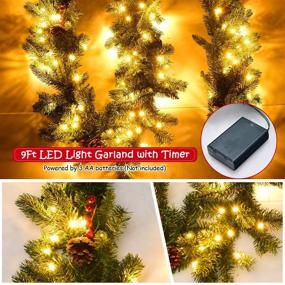 img 2 attached to 🎄 Goplus 9FT Pre-lit Christmas Garland with 100 LED Lights, Timer, Pinecones, and Red Berries – Perfect for Holiday, Wedding, and Party Decorations