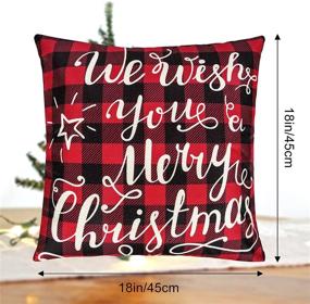img 3 attached to Black Red Buffalo Plaid Christmas Throw Pillows - Set of 4, 18x18, Farmhouse Decorative Holiday Pillow Covers with Rustic Trees, Truck Design - Couch Sofa Christmas Home Decor